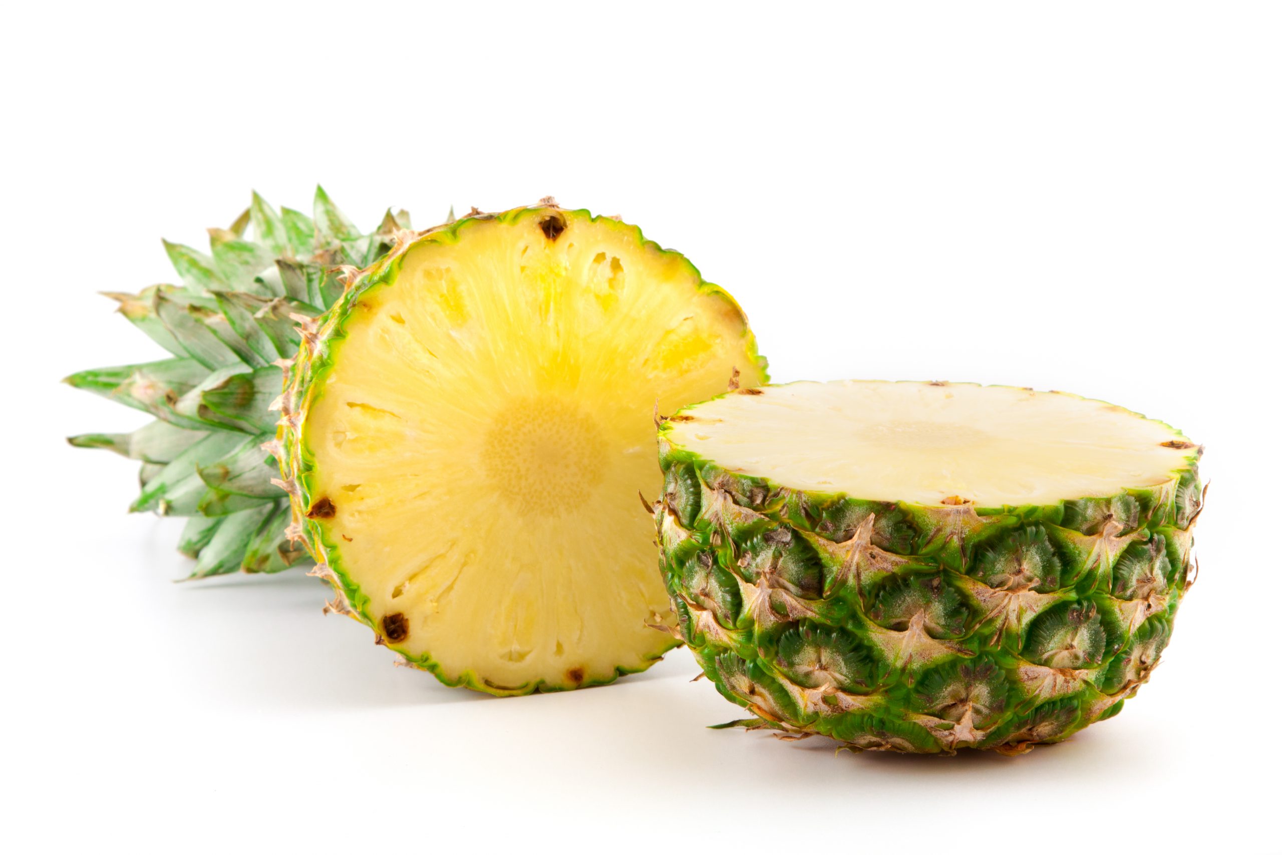 sliced ​​fresh pineapple on white background
